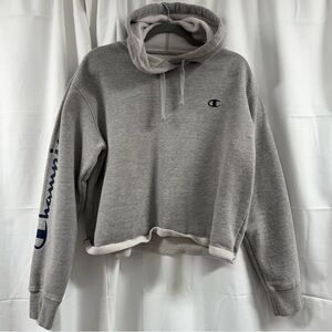 Champion Cropped Gray Hoodie Size Large